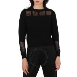 Ladies Long Sleeve Wool-Blend Openwork Detail Sweater, Brand Size 38 (US Size 4)