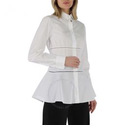 Ladies White Japanese Poplin Corset Shirt, Brand Size 38 (US Size 4)
