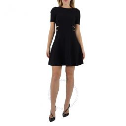 Ladies Black Knit Short-sleeved Skater Dress, Brand Size 36 (US Size 4)