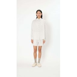 Striped Short Collar Shirt - Off White