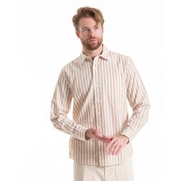 Mill Shirt Wide Striped Poplin - WHT/KHAK