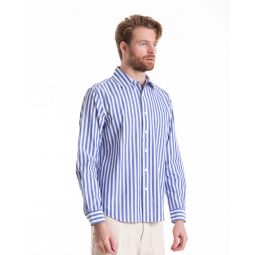 Mill Shirt Wide Striped Poplin - BLUE/WHT