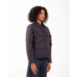 Quilted Cropped Jacket - Navy