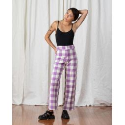 Silk Fly Front Pants - Lilac/Bone