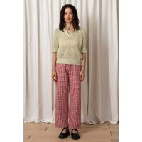 Open Knit Collared Top - Mochi