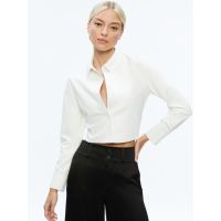 LEON CROPPED VEGAN LEATHER BUTTON DOWN