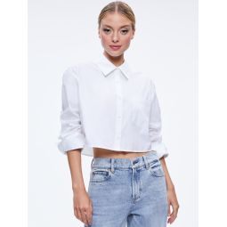 FINELY CROPPED OVERSIZED BUTTON DOWN SHIRT