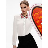 WILLA EMBROIDERED COLLAR PLACKET TOP