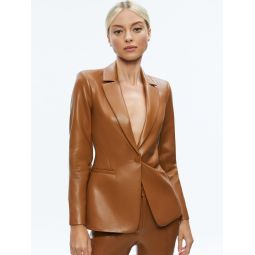 MACEY FITTED VEGAN LEATHER BLAZER