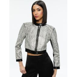 LARI CRYSTAL EMBELLISHED LEATHER JACKET