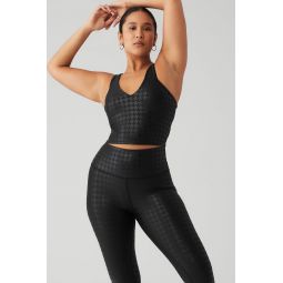 Airlift Glimmer Houndstooth Real Bra Tank - Black