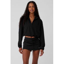 1/4 Zip Cropped In The Lead Coverup - Black