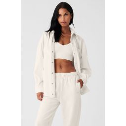 Ribbed Velour Mountain Side Shacket - Ivory