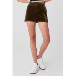 Ribbed Velour Baller Mini Skirt - Macchiato