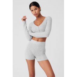 Alolux Cropped Me Time Cardigan - Athletic Heather Grey