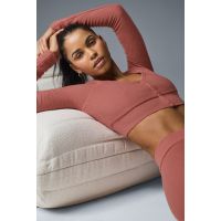 Alolux Cropped Me Time Cardigan - Soft Terracotta
