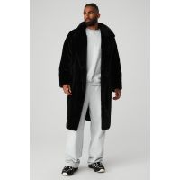 Oversized Faux Fur Trench - Black