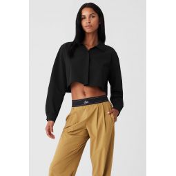 Cropped Take Me Out Button Up - Black
