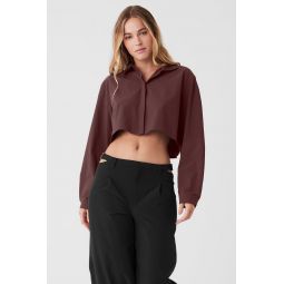 Cropped Take Me Out Button Up - Cherry Cola
