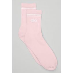 Unisex Half-Crew Throwback Sock - Powder Pink/White