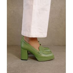 Busy Colorblock Leather Loafers - Bright Green