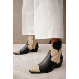 Buffalo Leather Ankle Boots - Black/White