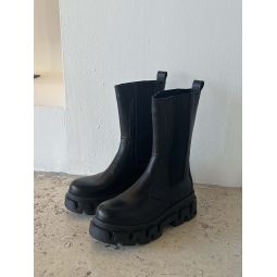 Anastasia Leather Ankle Boots - Black