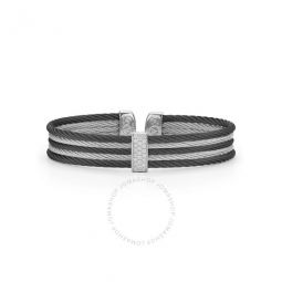 Black & Grey Cable Mini Cuff with 18kt White Gold & Diamonds