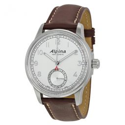 Alpiner Manufacture Silver Dial Brown Leather Mens Watch