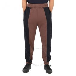 Mens Cotton-Jersey Two-Tone Track Varsity Sweatpants, Size Large