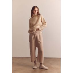 a mente Cashmere wool blended knit baggy pants - Oatmeal
