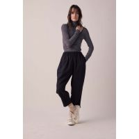 Wool blend loose fit pants - Charcoal