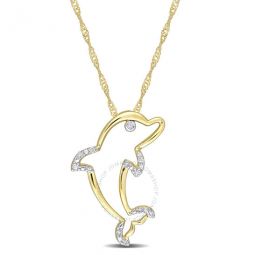 Diamond Accent Dolphin Pendant with Chain In 10K Yellow Gold