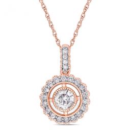 1/2 CT TW Diamond Vintage Halo Pendant with Chain In 10K Rose Gold