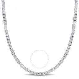 12 1/2 CT DEW Created Moissanite Tennis Necklace In Sterling Silver