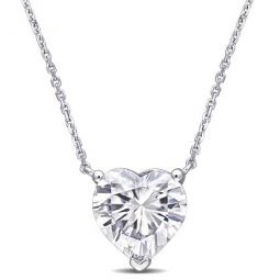 3-1/2 CT DEW Heart Shape Created Moissanite Solitaire Pendant with Chain In 14K White Gold