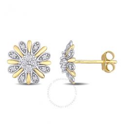 1/4 CT TW Diamond Flower Post Earrings In 2-Tone 10K White & Yellow Gold
