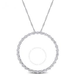 1 1/2 CT TGW White Sapphire Circle Of Life Pendant with Chain In 10K White Gold