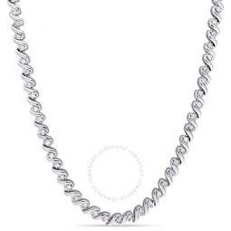 1 CT TW Diamond Tennis Necklace In Sterling Silver