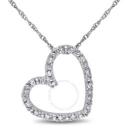 1/10 CT TW Diamond Heart Pendant with Chain In 10K White Gold