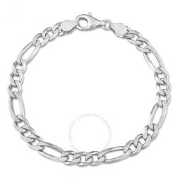 5.5mm Figaro Chain Bracelet In Sterling Silver, 7.5 In