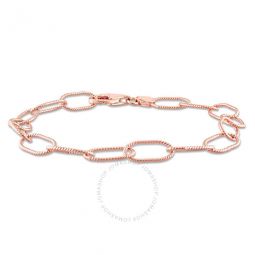 6.5mm Rolo Chain Link Bracelet In Rose Plated Sterling Silver, 9 In