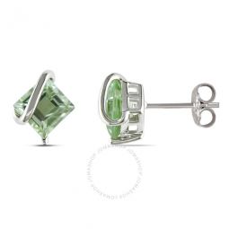 2 1/4CT TGW Green Quartz Stud Earrings In Sterling Silver