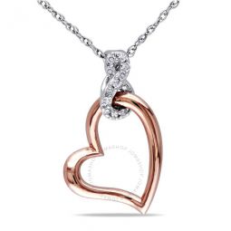 Diamond Heart Pendant with Chain In 10K White and Rose Gold