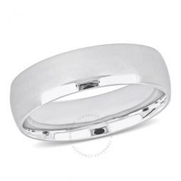 Mens 6mm Finish Wedding Band In 14K White Gold