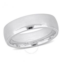 Mens 6.5mm Comfort Fit Wedding Band In 14K White Gold