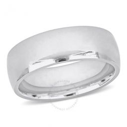 Mens 7.5mm Comfort Fit Wedding Band In 14K White Gold