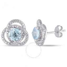 Blue Topaz and 1/10 CT TW Diamond Infinity Earrings In Sterling Silver