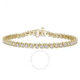 2 3/4 CT DEW Created Moissanite S-link Tennis Bracelet In Yellow Plated Sterling Silver