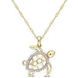 Diamond Accent Sea Turtle Pendant with Chain In 10K Yellow Gold